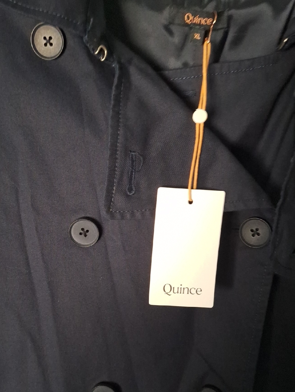 Quince Comfort Stretch Short Trench Coat Navy XL NWT - Picture 5 of 5